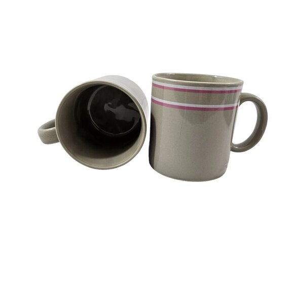Vintage 1980’s JMP Japan Chromatics Gray 11 Oz Stoneware Mugs Cups – Set of 2 - Picture 9 of 16